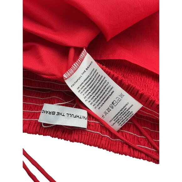 Faithfull The Brand 'Madella' Red Cotton Midi Dress Size 6 - Picture 4 of 4